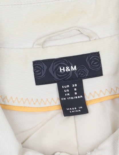 H&M Beige Overcoat Women Size 10 Casual Spring Trench