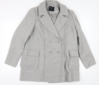Womens UK Size 16 Dorothy Perkins Grey Pea Coat