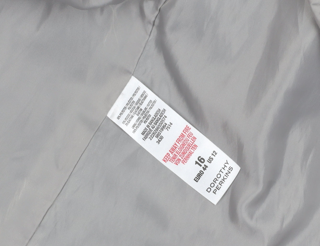 Womens UK Size 16 Dorothy Perkins Grey Pea Coat