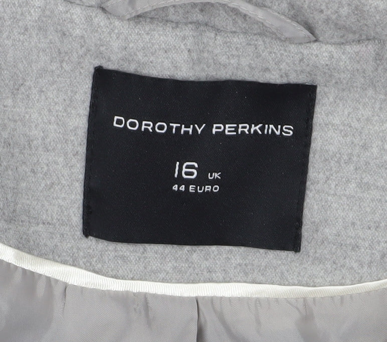 Womens UK Size 16 Dorothy Perkins Grey Pea Coat