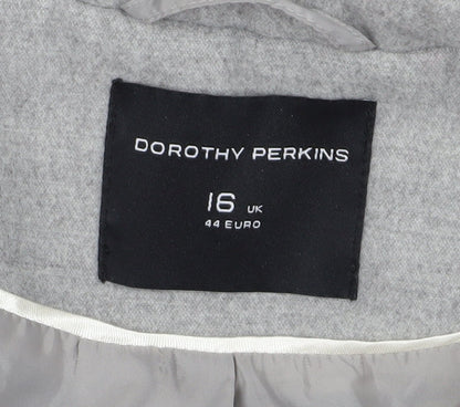 Womens UK Size 16 Dorothy Perkins Grey Pea Coat