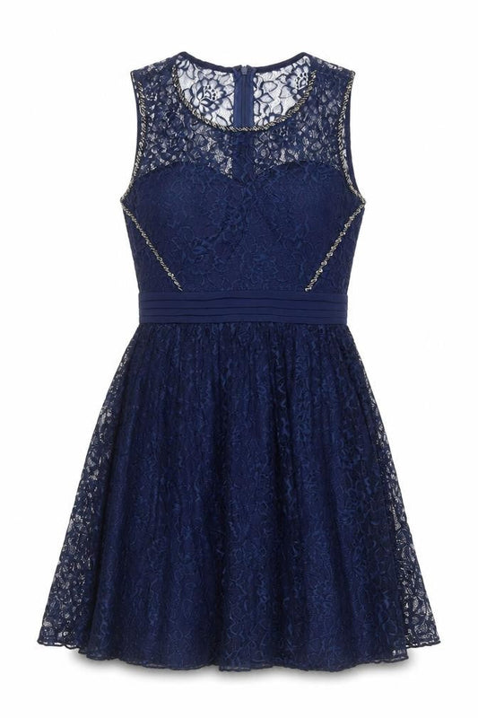 Little Mistress Women's Blue Lace A-Line Dress, Size 10