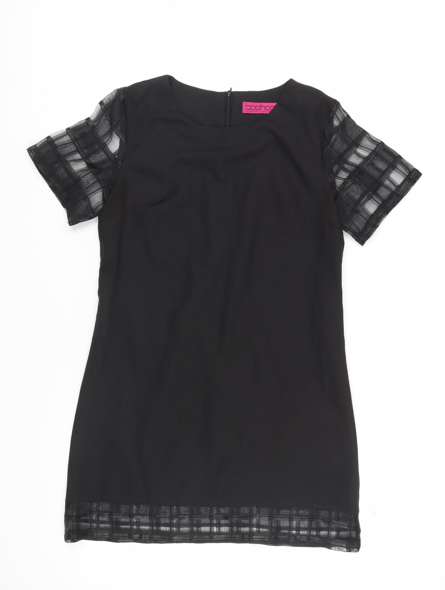Boohoo Women's Black Sheer Sleeve Shift Dress 12