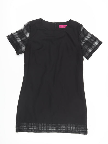 Boohoo Women's Black Sheer Sleeve Shift Dress 12
