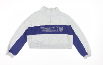 H&M Divided Women's Grey/Blue Chicago Sweatshirt Large