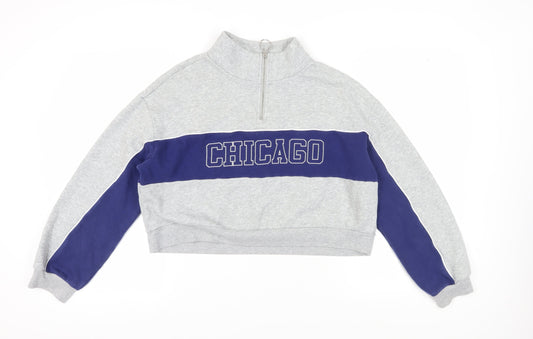 H&M Divided Women's Grey/Blue Chicago Sweatshirt Large