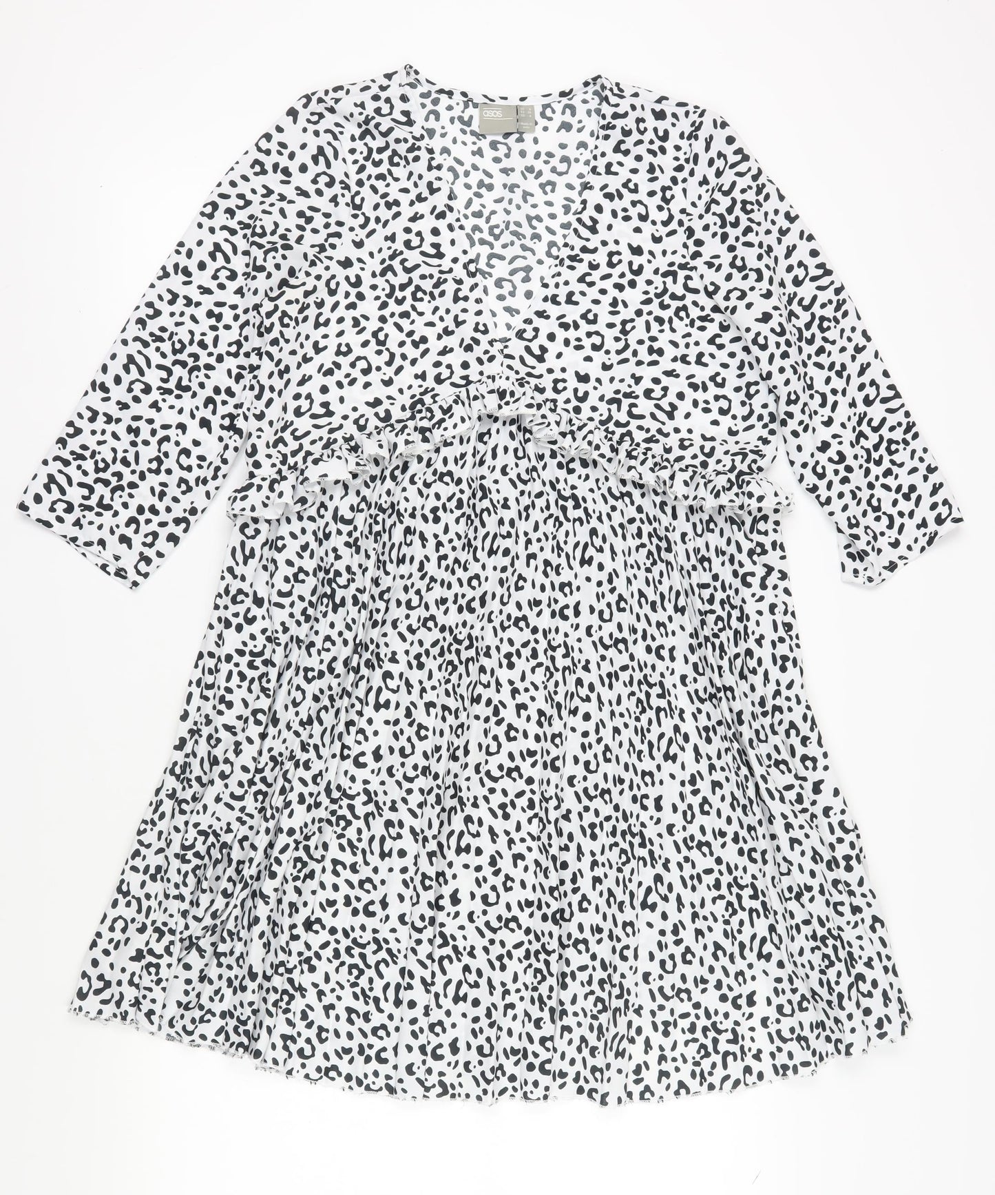 ASOS Women's White Animal Print Shift Dress 8