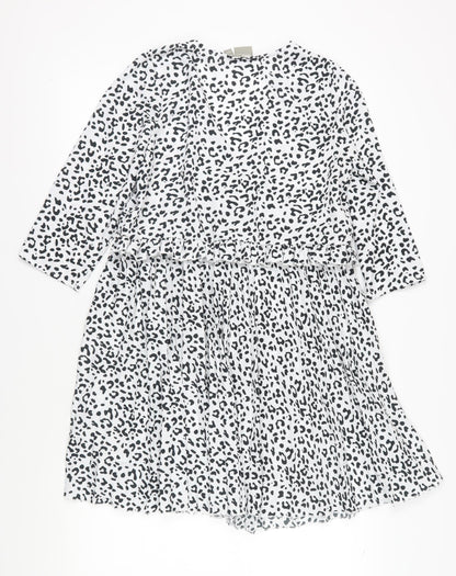 ASOS Women's White Animal Print Shift Dress 8