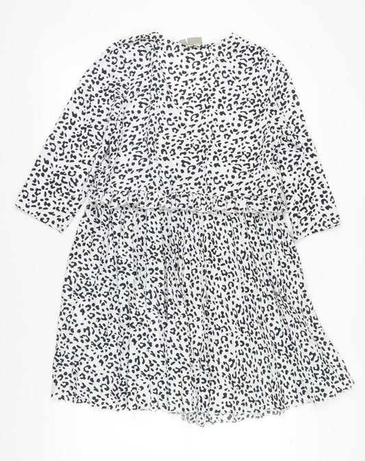 ASOS Women's White Animal Print Shift Dress 8