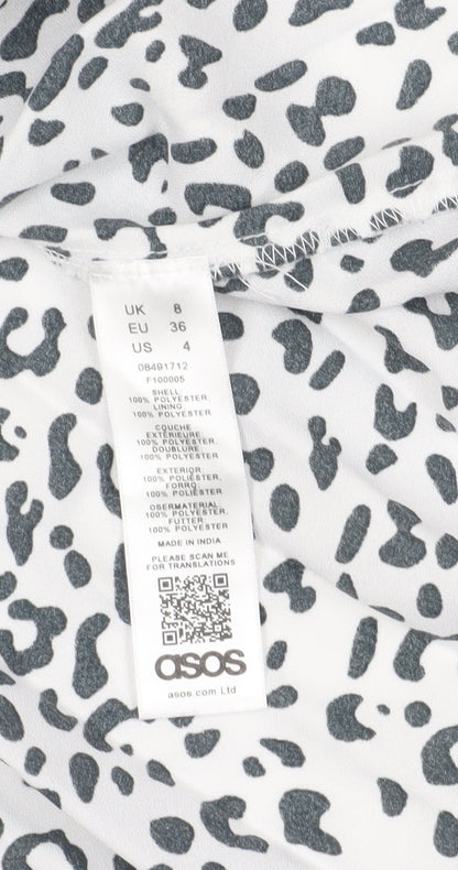 ASOS Women's White Animal Print Shift Dress 8