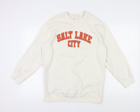 H&M Unisex Ivory Pullover Sweatshirt S Casual