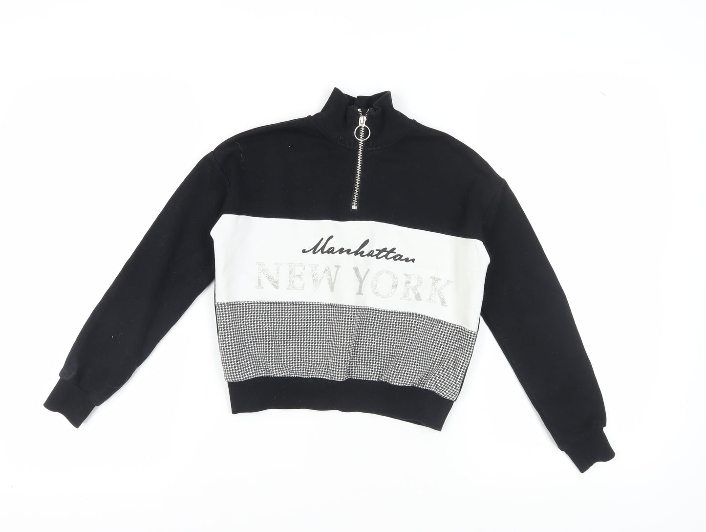 H&M Girls Black Full Zip Sweatshirt 9-10 Years