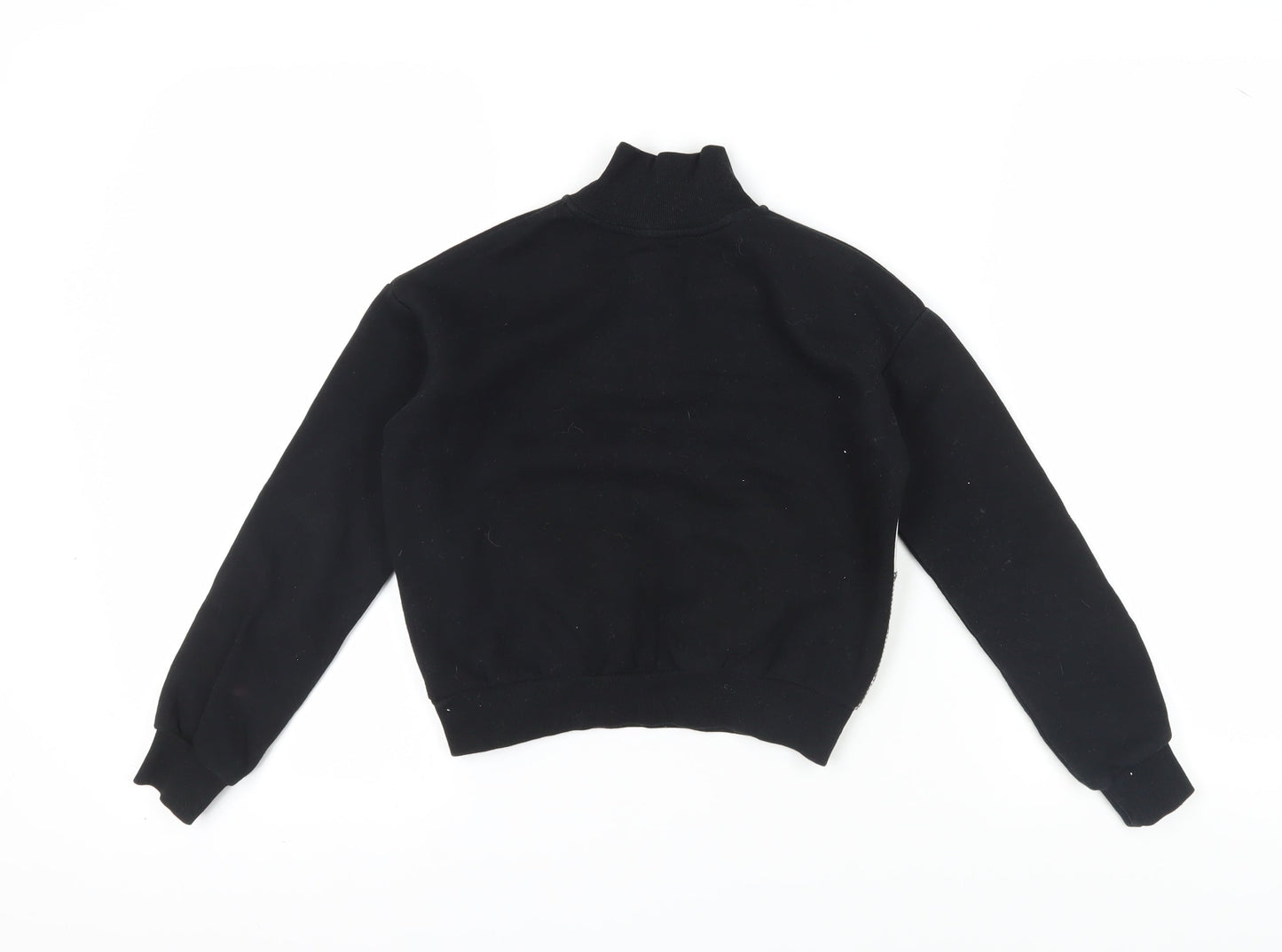 H&M Girls Black Full Zip Sweatshirt 9-10 Years