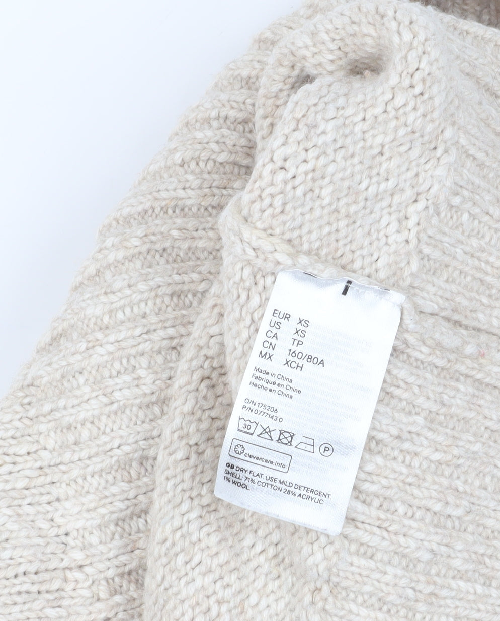 Womens UK Size XS H&M Beige Jumper Jumper