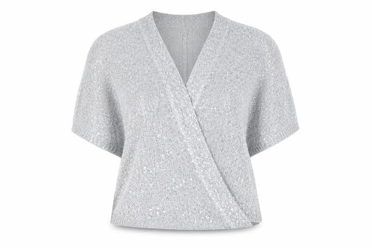 Womens UK Size 14 Roman Silver Wrap Jumper