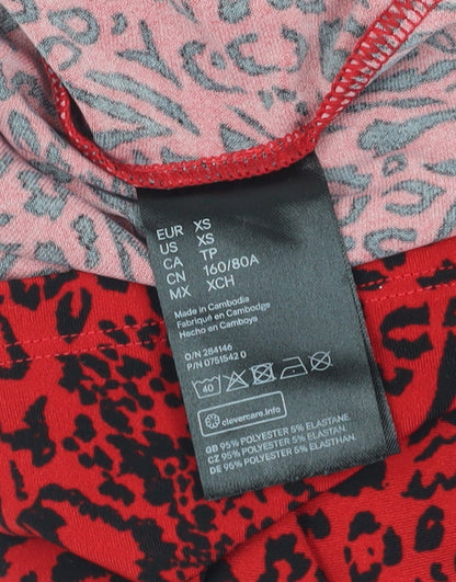 H&M Women's Red Animal Print Slip Dress, XS