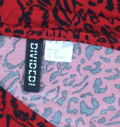 H&M Women's Red Animal Print Slip Dress, XS