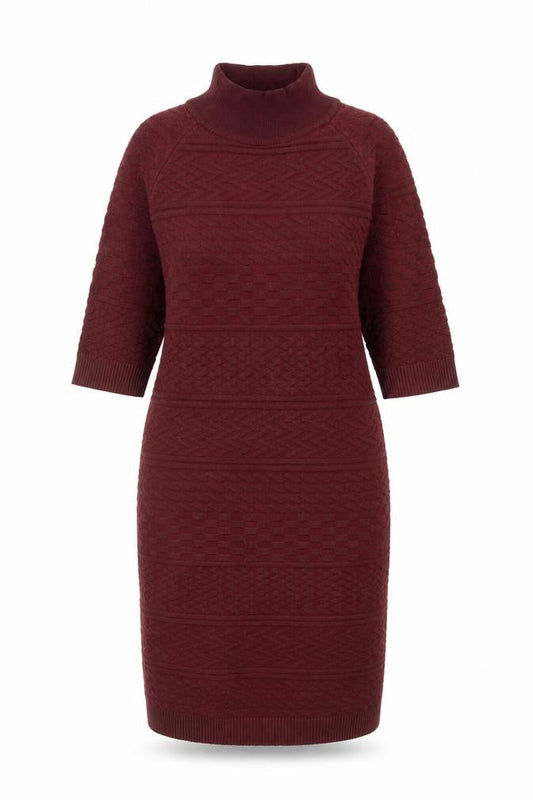 Apricot Women's Red Geometric Midi Knit Pencil Dress