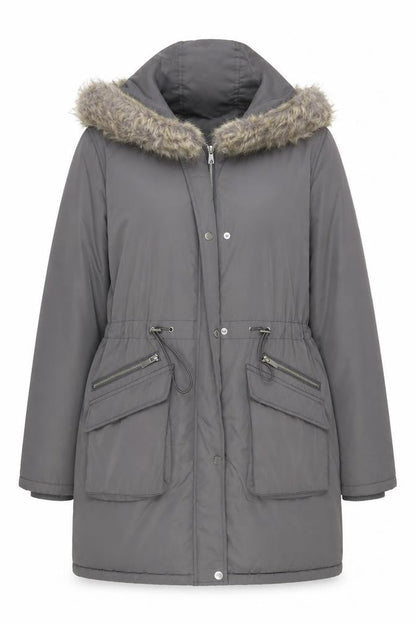 Oasis Women's Grey Parka Coat, L, Hooded Winter Wear