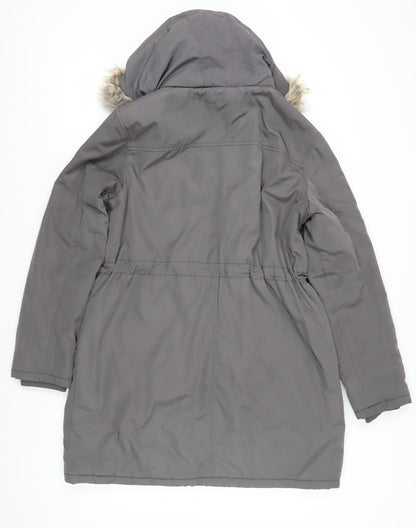 Oasis Women's Grey Parka Coat, L, Hooded Winter Wear