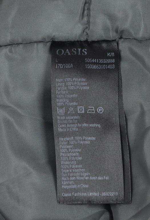 Oasis Women's Grey Parka Coat, L, Hooded Winter Wear