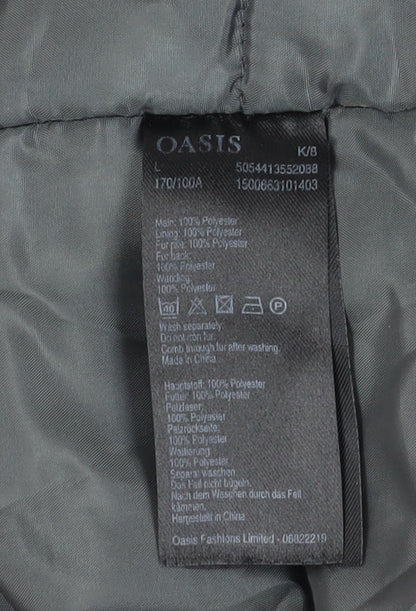 Oasis Women's Grey Parka Coat, L, Hooded Winter Wear
