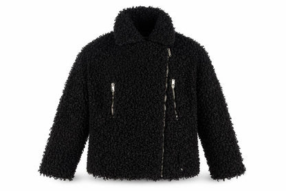 Womens UK Size 10 Boohoo Black Biker Coat