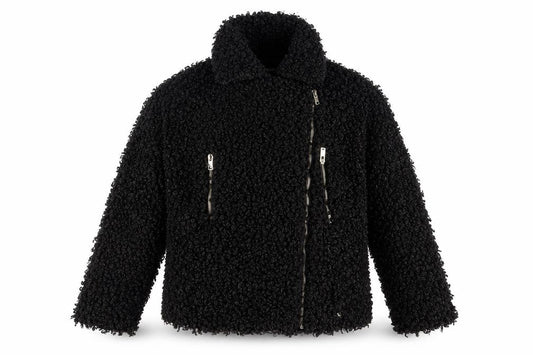 Womens UK Size 10 Boohoo Black Biker Coat