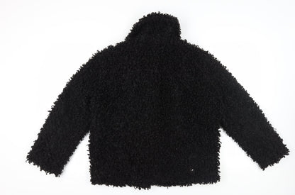 Womens UK Size 10 Boohoo Black Biker Coat