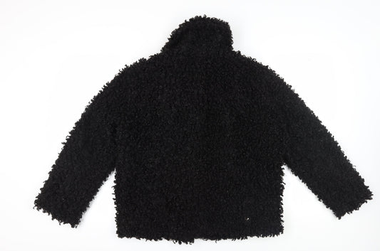 Womens UK Size 10 Boohoo Black Biker Coat