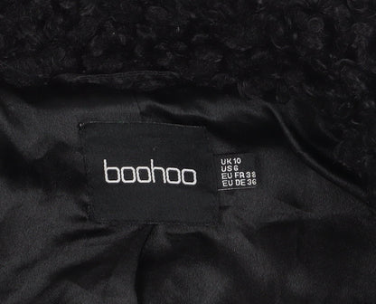 Womens UK Size 10 Boohoo Black Biker Coat