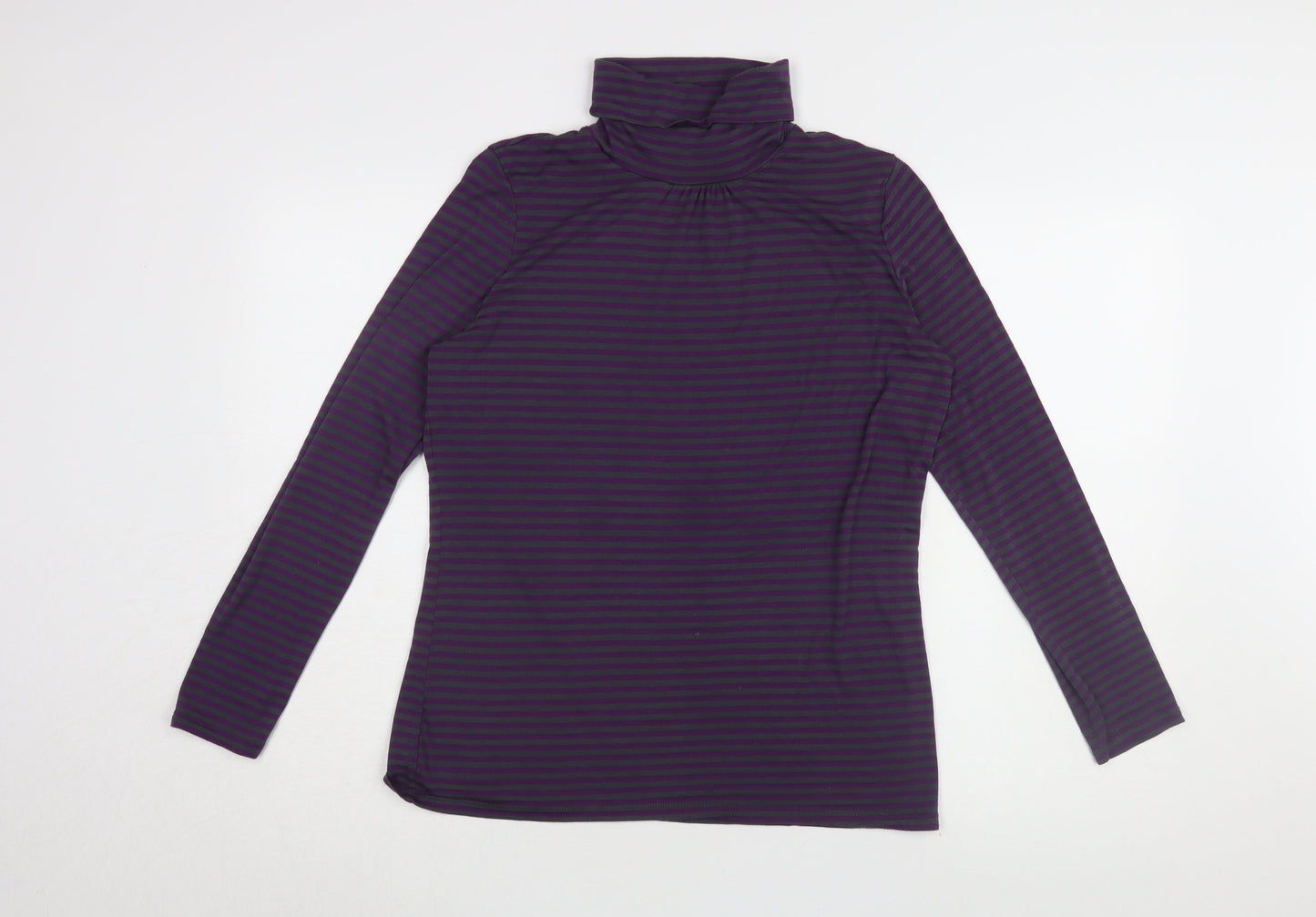Redoute Création Women's Purple Striped Roll Neck T-Shirt