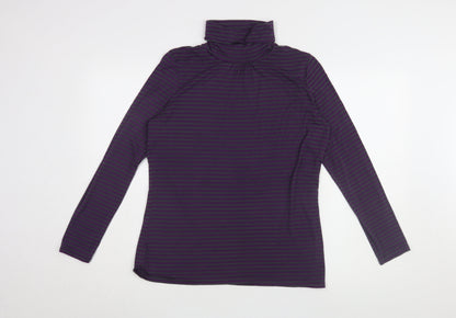 Redoute Création Women's Purple Striped Roll Neck T-Shirt