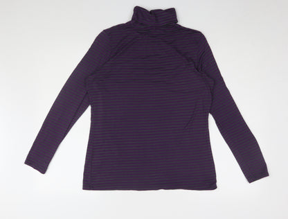 Redoute Création Women's Purple Striped Roll Neck T-Shirt