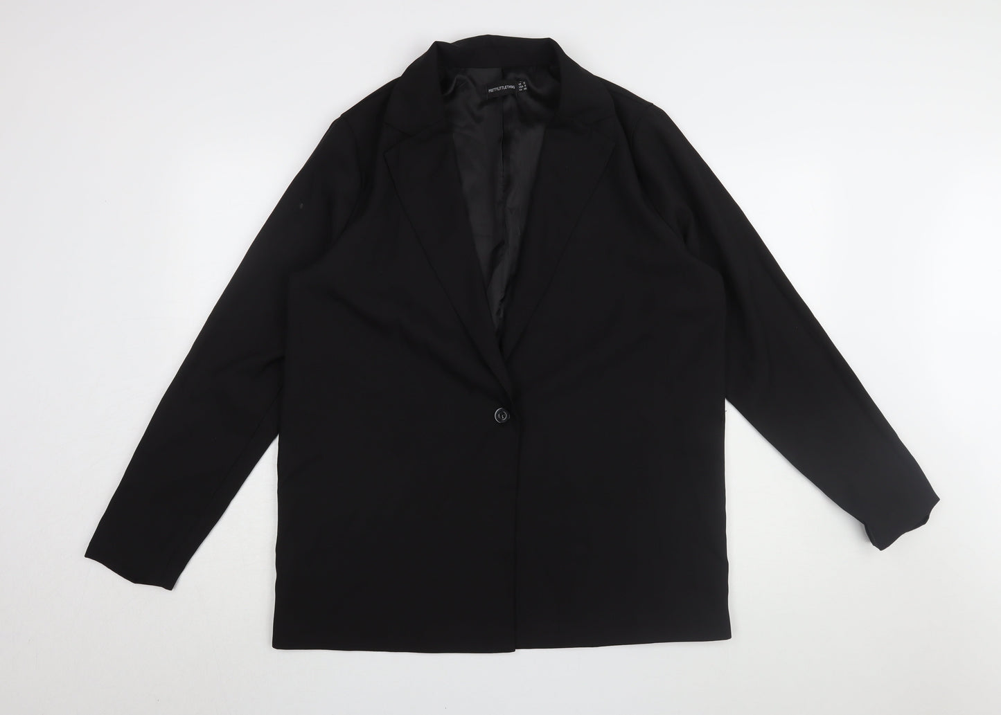 PrettyLittleThing Women's Black Blazer UK 12 Notch Lapel