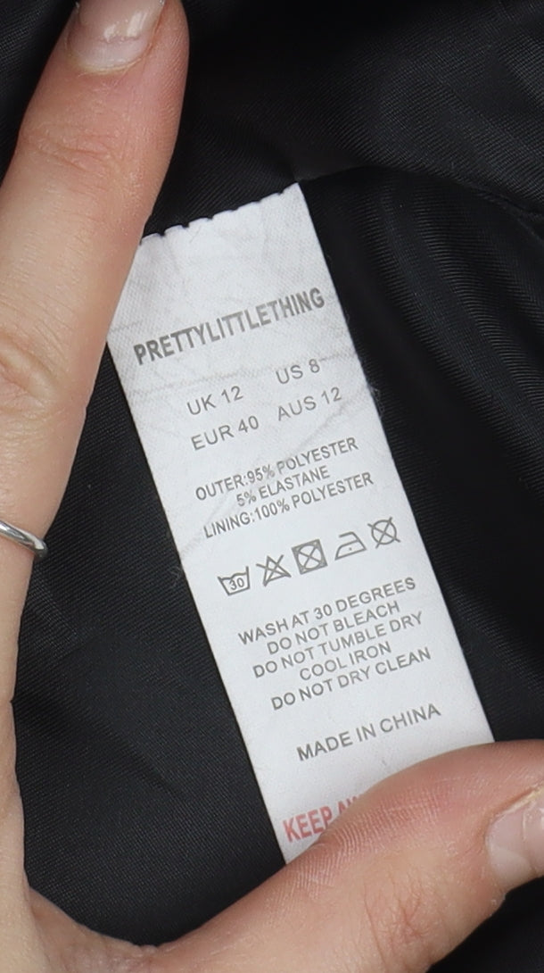 PrettyLittleThing Women's Black Blazer UK 12 Notch Lapel