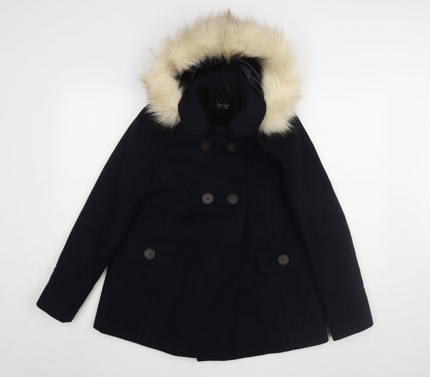 Womens UK Size 6 Topshop Black Parka Coat