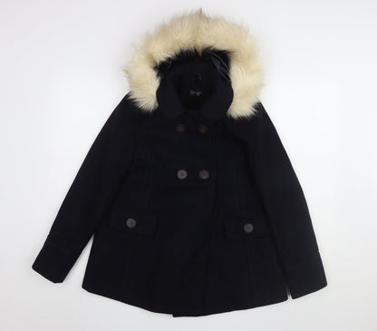 Womens UK Size 6 Topshop Black Parka Coat