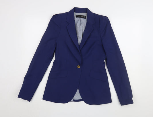 Zara Women Blue Single-Breasted Blazer XS