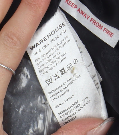 Womens UK Size 8 Warehouse Grey Pea Coat