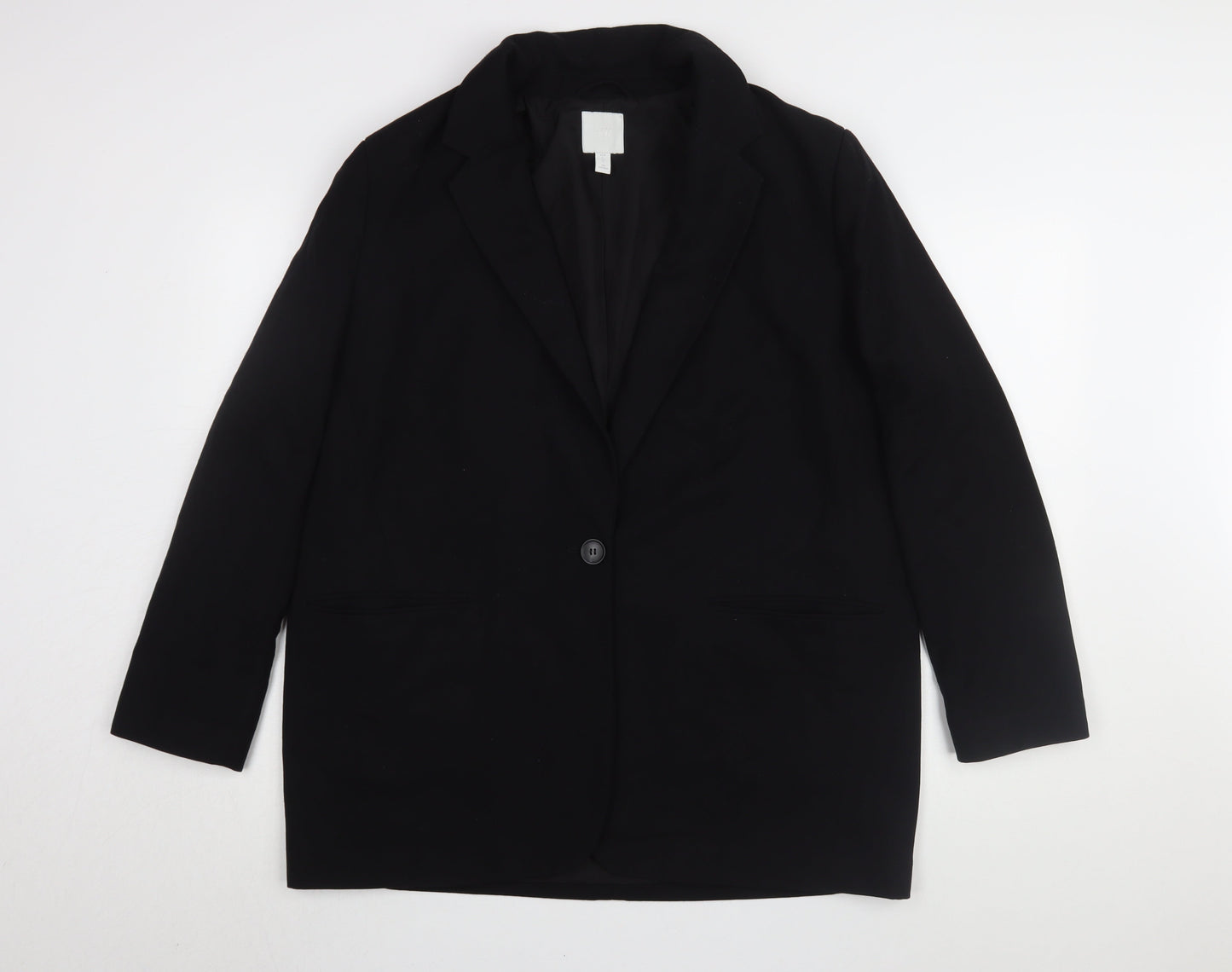 Womens UK Size L H&M Black Overcoat