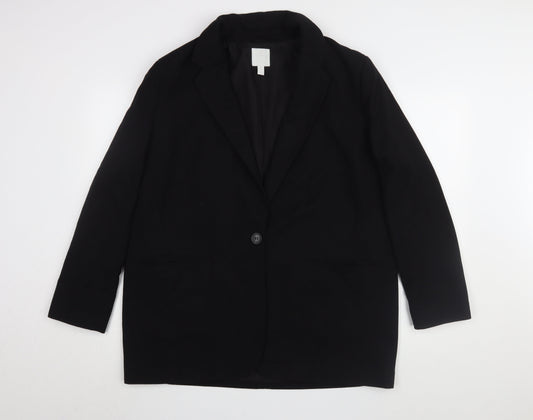 Womens UK Size L H&M Black Overcoat