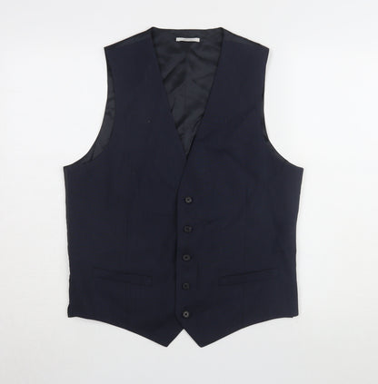 Mens UK Size 40 Marks and Spencer Regular Blue Suit Waistcoat