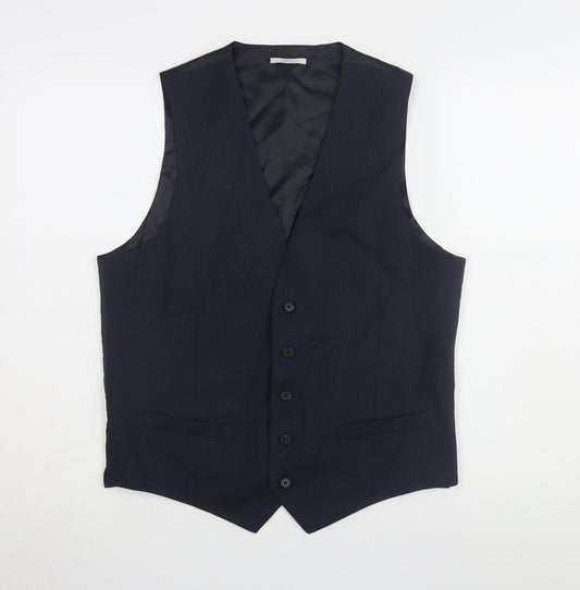 Mens UK Size 40 Marks and Spencer Regular Blue Suit Waistcoat
