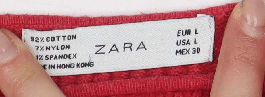 Womens UK Size L Zara Red  T-Shirt