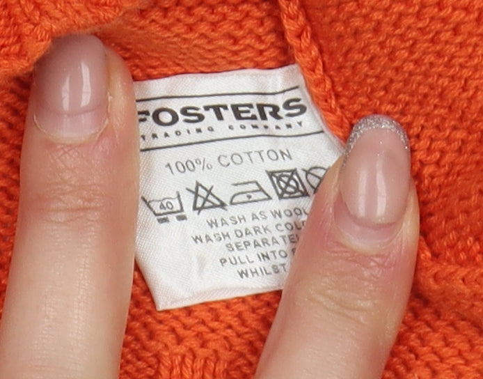Fosters Trading Men's Orange Cotton Pullover Jumper M