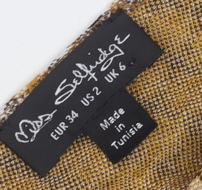 Miss Selfridge Women Beige Check V-Neck Mini Pinafore Dress UK6