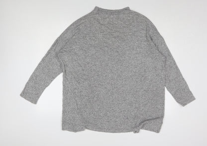 River Island Women's Grey Mock Neck T-Shirt, Size 16