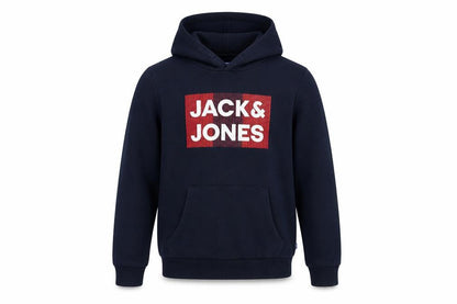 Front view of Jack & Jones Blue boys’ pullover hoodie, size 164