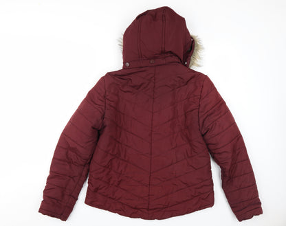 Avenue Women's Red Hooded Puffer Jacket Size 14